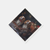 Cavalier King Snowy Sleigh Weihnachtsdekor Serviette (Ecke)