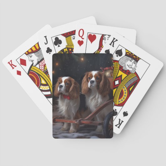 Cavalier King Snowy Sleigh Weihnachtsdekor Spielkarten (Rückseite)