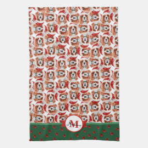Cavalier King Spaniel Monogram Christmas Dog Geschirrtuch