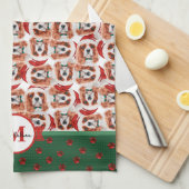 Cavalier King Spaniel Monogramm Weihnachtshund Geschirrtuch (Viertel Falte)