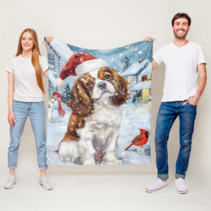Cavalier King Winter Wonderland Christmas Joy Fleecedecke