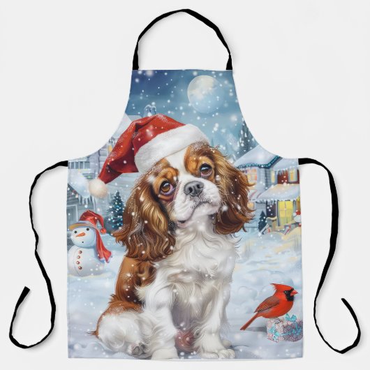 Cavalier King Winter Wonderland Christmas Joy Schürze (Vorderseite)