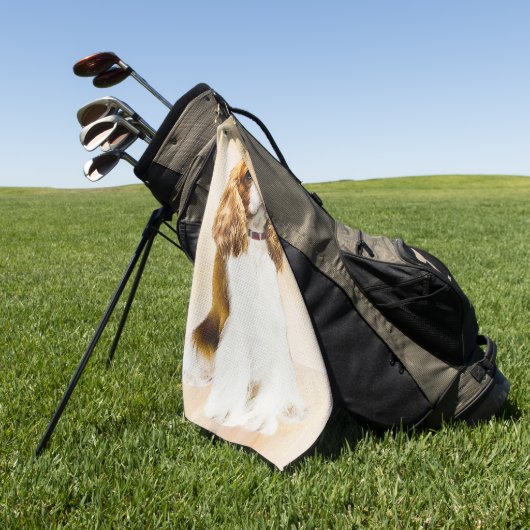 Cavalier König Charles Spaniel Original Malerei Golfhandtuch (Gras)