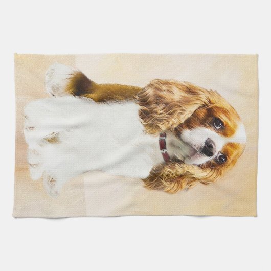 Cavalier König Charles Spaniel Original Malerei Handtuch (Horizontal)