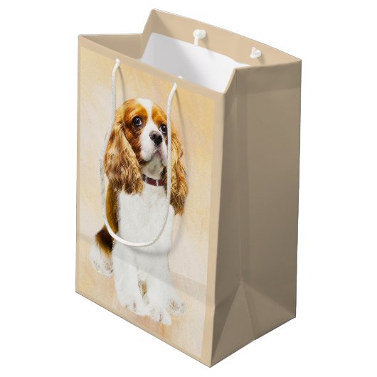 Cavalier König Charles Spaniel Original Malerei Mittlere Geschenktüte (Rückseite Schrägansicht)