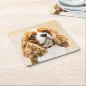 Cavalier König Charles Spaniel Original Malerei Rechteckiger Pappuntersetzer (angewinkelt)