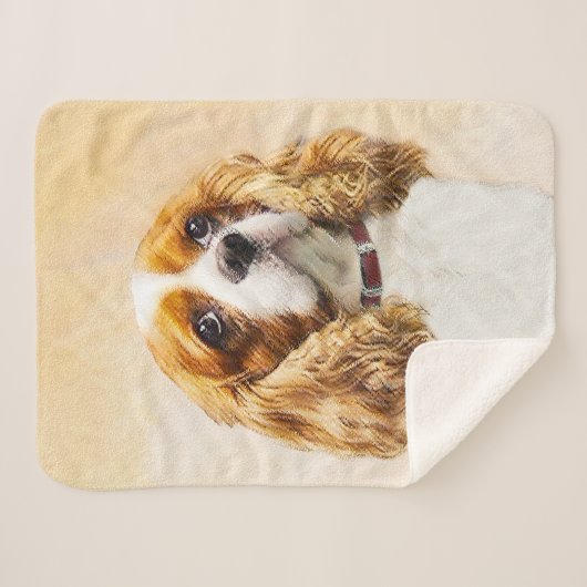 Cavalier König Charles Spaniel Original Malerei Sherpadecke (Vorderseite (Horizontal))