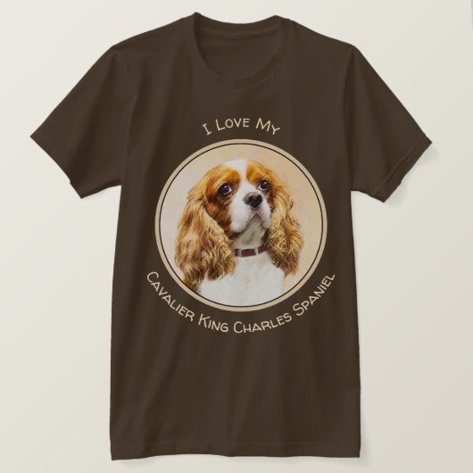 Cavalier König Charles Spaniel Original Malerei T-Shirt (Design vorne)