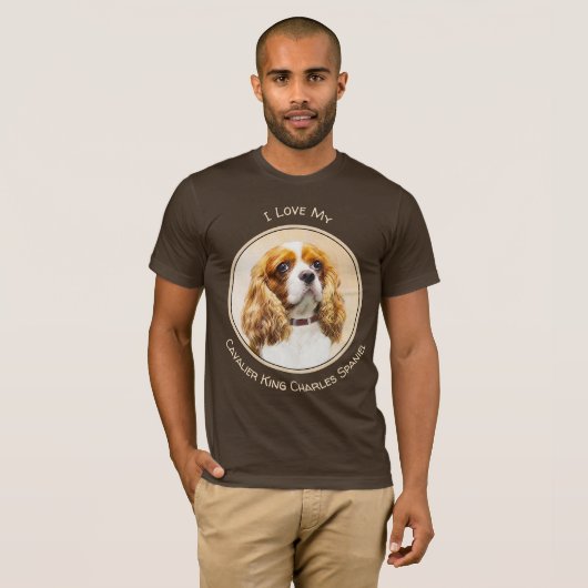 Cavalier König Charles Spaniel Original Malerei T-Shirt (Vorne ganz)