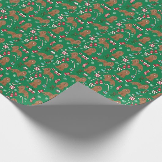 Cavalier König Charles Spanier Ruby Weihnachten Geschenkpapier (Ecke)