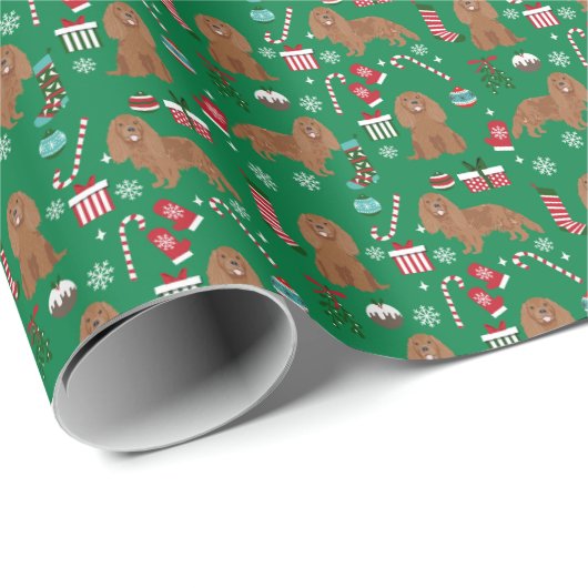 Cavalier König Charles Spanier Ruby Weihnachten Geschenkpapier (Rolleneckpunkt)