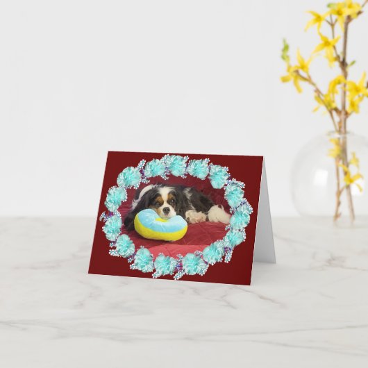Cavalier Puppy Blank Note Card Karte (Gelbe Blume)