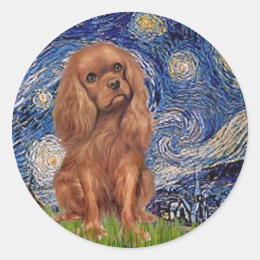 Cavalier (Ruby7) - Starry Night Runder Aufkleber (Vorderseite)