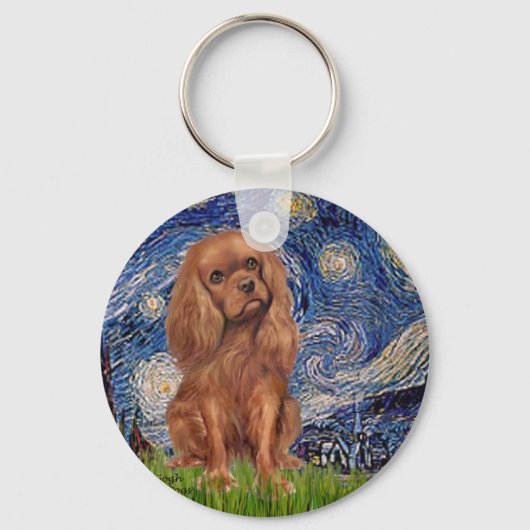 Cavalier (Ruby7) - Starry Night Schlüsselanhänger (Vorderseite)