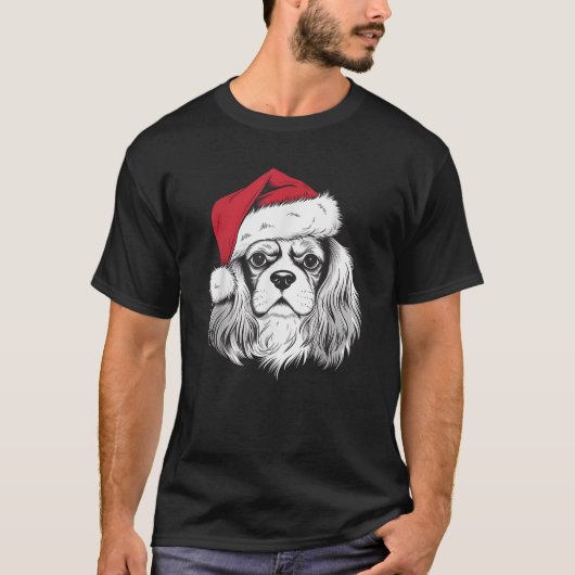 Cavalier Santa on Cavalier King Charles Spaniel Ch T-Shirt (Vorderseite)