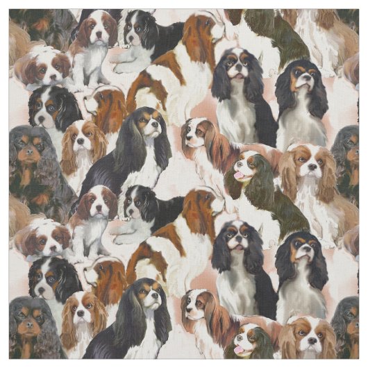 Cavalier Spanel Mural Collage Stoff (Muster)