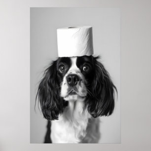 Cavalier Spaniel Badezimmer Druck, Lustiger Hund T Poster