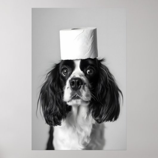 Cavalier Spaniel Bathroom Print, Funny Dog Toilet Poster (Vorne)