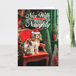 Cavalier Spaniel Christmas Dog Naughty oder Nice Feiertagskarte