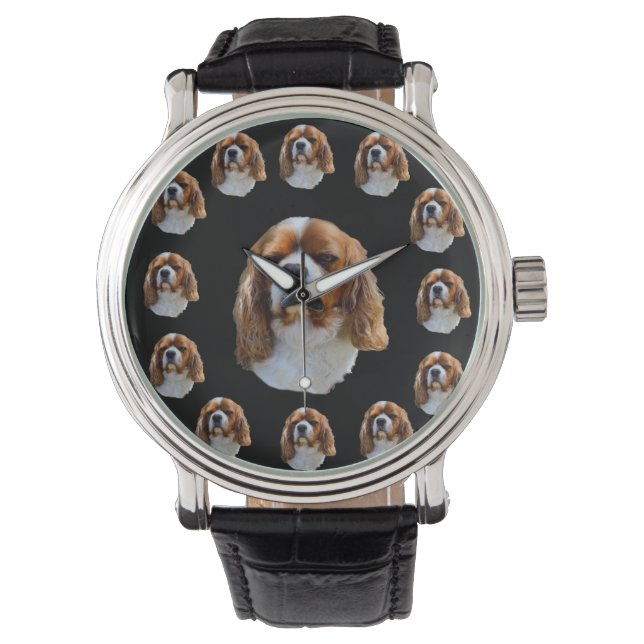 Cavalier Spaniel Dog Face Pattern Armbanduhr (Vorderseite)
