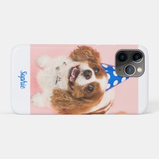 Cavalier Spaniel Dog oder Ihr Foto, Blauer Name Case-Mate iPhone Hülle (Rückseite (Horizontal))