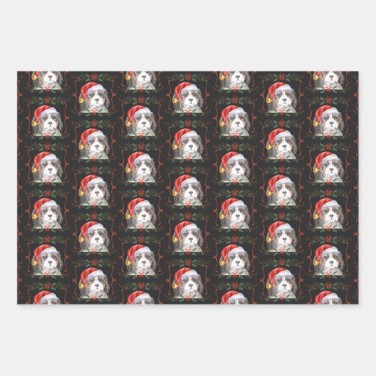 Cavalier Spaniel Dog Pattern Weihnachten Geschenkpapier Set (Vorderseite 3)