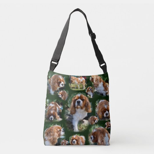 Cavalier Spaniel Foto Collage, Crossbody Bag Tragetaschen Mit Langen Trägern (Vorderseite)