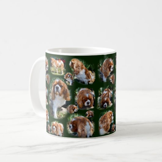 Cavalier Spaniel Foto Collage, Tasse des Kaffees (Vorderseite Links)