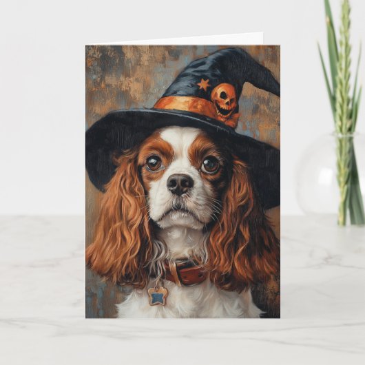 Cavalier Spaniel Halloween Feiertagskarte (Vorderseite)