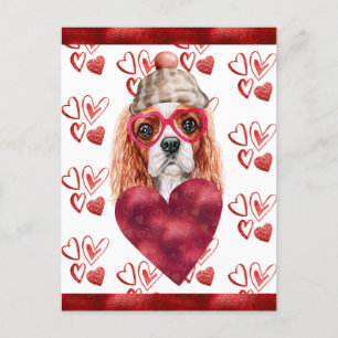 Cavalier Spaniel Herzen Hunde Liebhaber Valentinsg Feiertagspostkarte