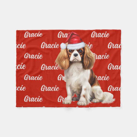 Cavalier Spaniel Hund mit dem Namen Gemustert Weih Fleecedecke (Vorderseite (Horizontal))