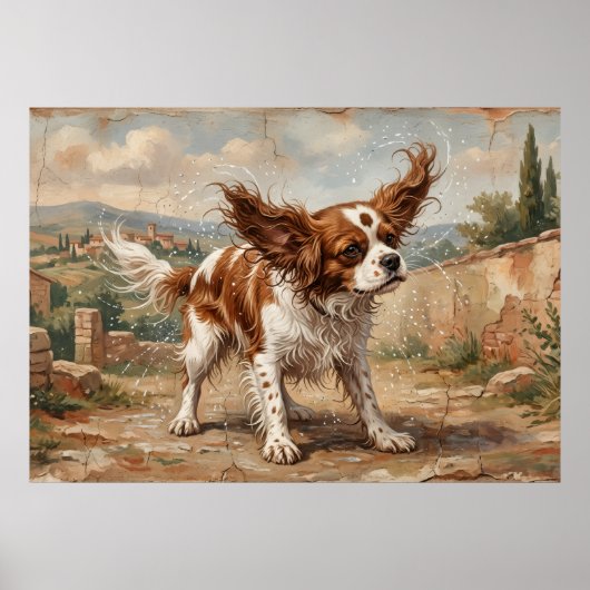 Cavalier Spaniel Impressionistische Landschaft Poster (Vorne)