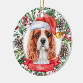 Cavalier Spaniel Individuelle Name Weihnachtsschmu Keramik Ornament (Links)