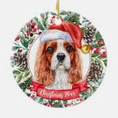 Cavalier Spaniel Individuelle Name Weihnachtsschmu Keramik Ornament (Hinten)