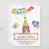 Cavalier Spaniel Lasse Pawty Dog Birthday Party Einladung (Vorderseite)