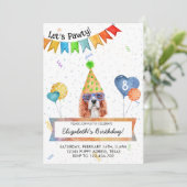 Cavalier Spaniel Lasse Pawty Dog Birthday Party Einladung (Stehend Vorderseite)