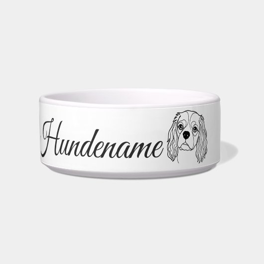 Cavalier Spaniel Line Art personalized bowl Napf (Vorderseite)