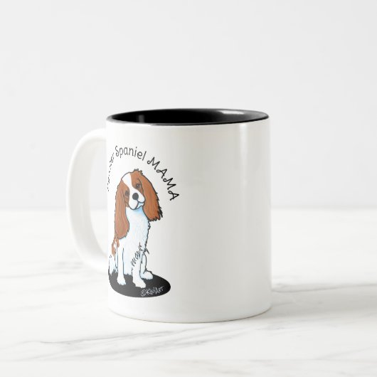 Cavalier Spaniel Mama Zweifarbige Tasse (Vorderseite Links)