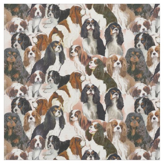Cavalier Spaniel Mural Fabric Stoff (Nahaufnahme)