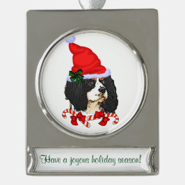 Cavalier Spaniel Personalisiert Weihnachten Banner-Ornament Silber
