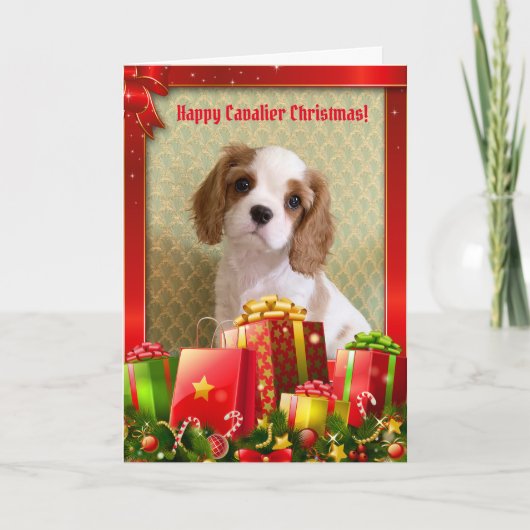 Cavalier Spaniel Puppy Christmas Card Karte (Vorderseite)