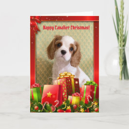 Cavalier Spaniel Puppy Christmas Card Karte