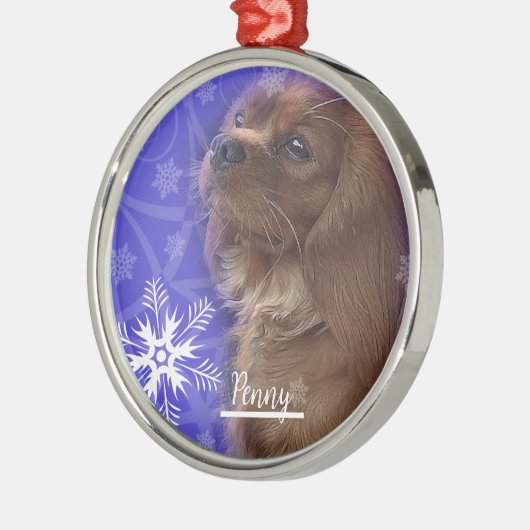 Cavalier Spaniel Weihnachtsschmuck, Ruby Cavalier Ornament Aus Metall (Links)