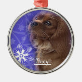 Cavalier Spaniel Weihnachtsschmuck, Ruby Cavalier Ornament Aus Metall (Vorne)