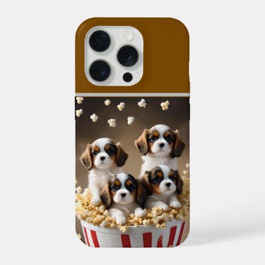 Cavalier Spaniel Welpen in Popcorn, iPhone Hülle (Rückseite)