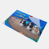 Cavalier Spaniel Willkommen auf der Anwesenheitsma Fußmatte (Schrägansicht)