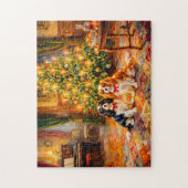 Cavalier Spaniels am Weihnachtsbaum Puzzle (Vertikal)