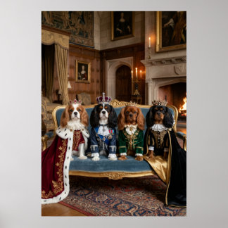 Cavalier Spaniels königliches Familienporträt Poster