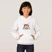 Cavalier Spaniels with soccer ball for Valentine's Hoodie (Vorne ganz)