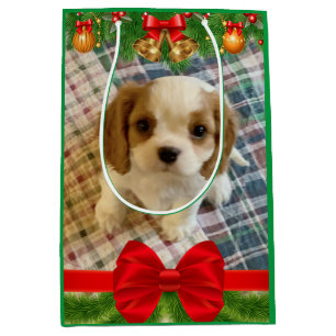 Cavalier Spanier Welpe Holiday Gift Bag Mittlere Geschenktüte